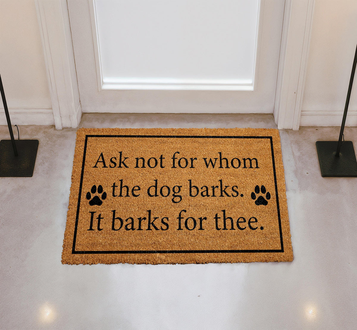 Ask Not For Whom The Dog Barks Welcome Mat, Funny Dog Lover Coco Doormat