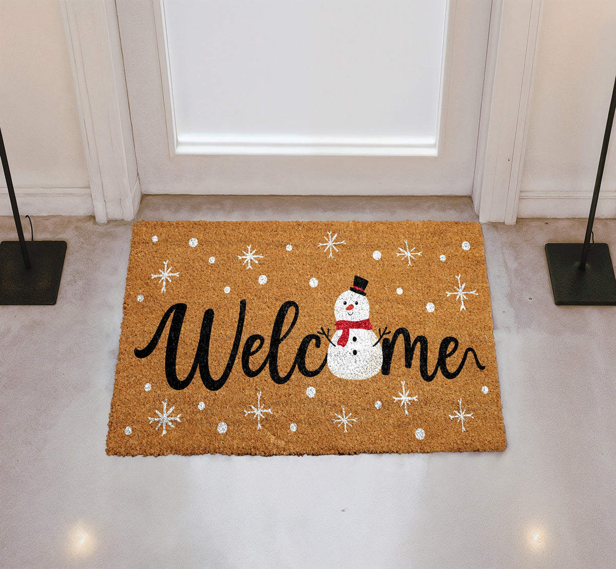 Snowman Welcome Mat, Snowflake Doormat, Winter Home Entrance Decor