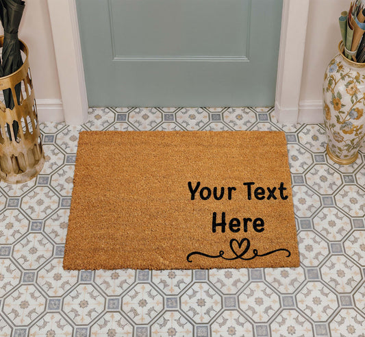 Custom Text Doormat, Personalized Coir Welcome Mat, Design Your Own Mat