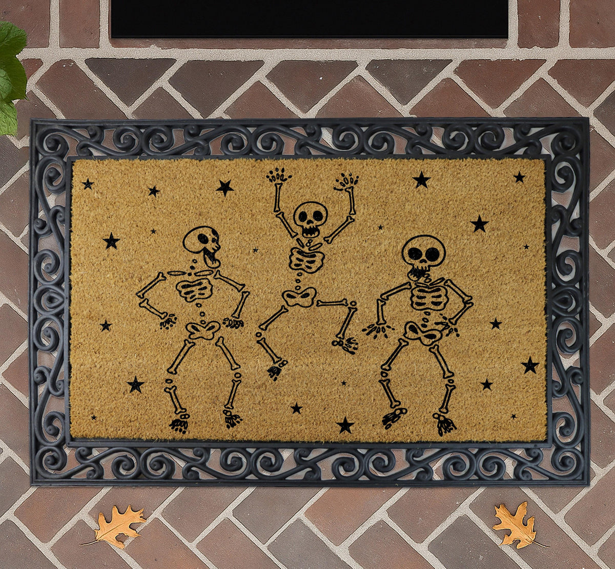 Dancing Skeletons Halloween Doormat, Spooky Season Welcome Mat, Funny Halloween Gift