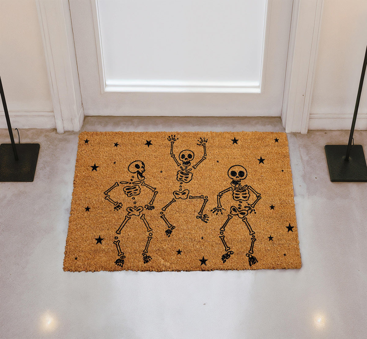 Dancing Skeletons Halloween Doormat, Spooky Season Welcome Mat, Funny Halloween Gift