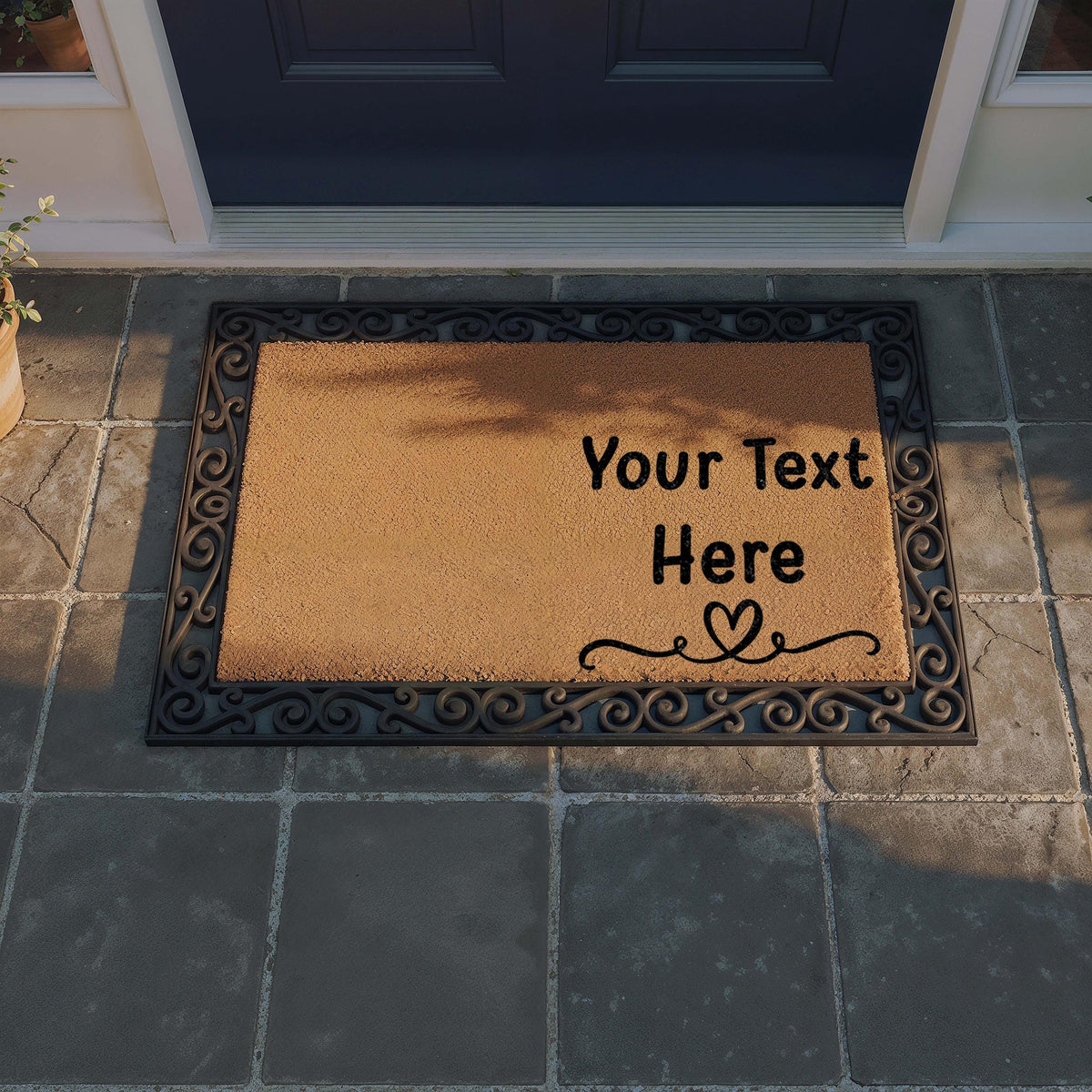 Custom Text Doormat, Personalized Coir Welcome Mat, Design Your Own Mat
