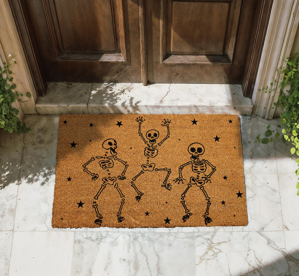 Dancing Skeletons Halloween Doormat, Spooky Season Welcome Mat, Funny Halloween Gift