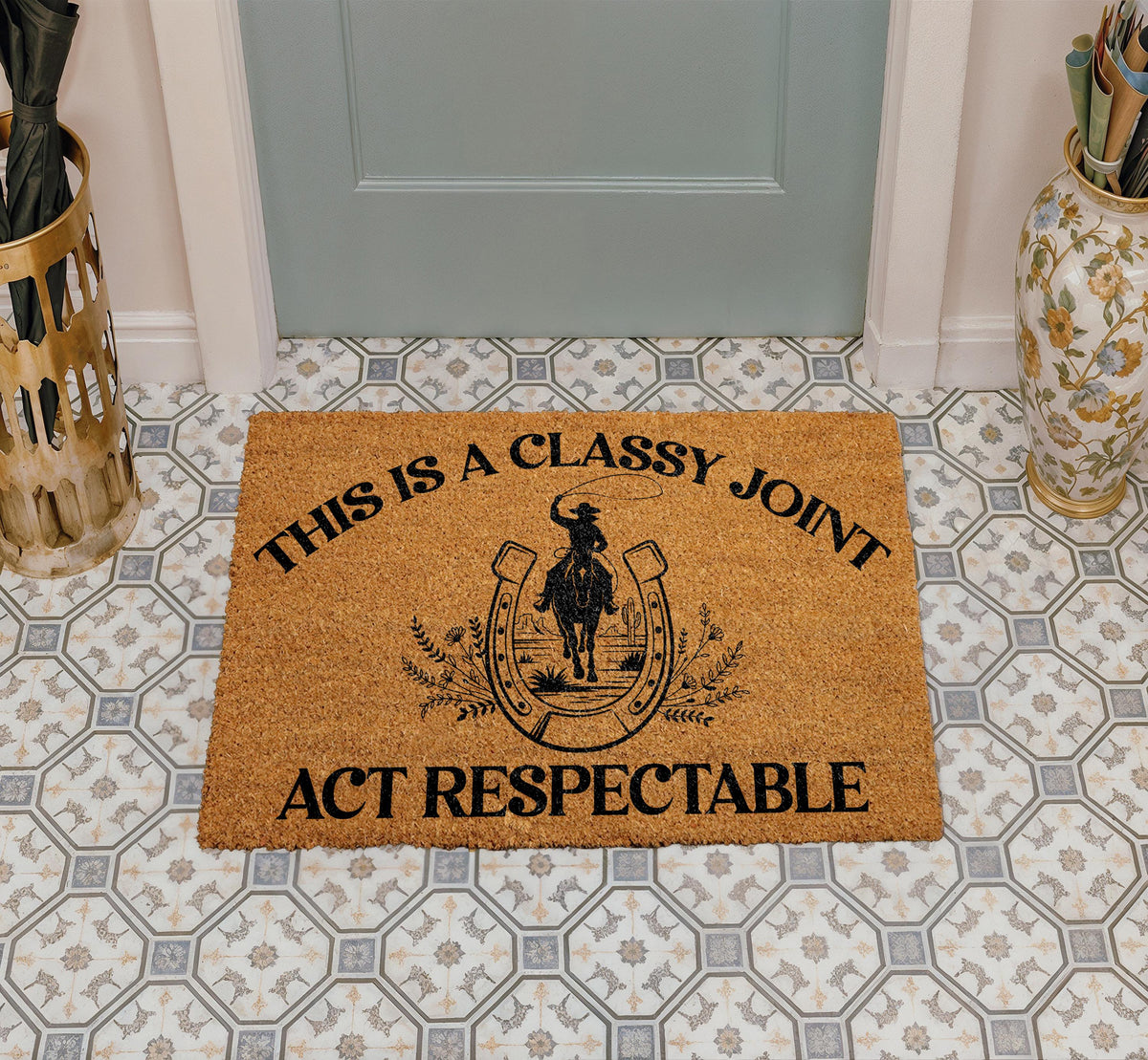 Western Doormat, This is a Classy Joint Act Respectable Welcome Mat, Modern Cowboy Home Decor