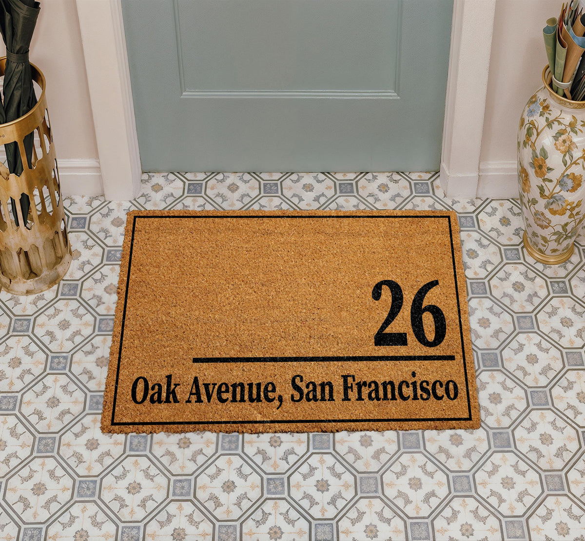 Custom Address Doormat, Personalized House Number Welcome Mat, Street Address Numbers Rug