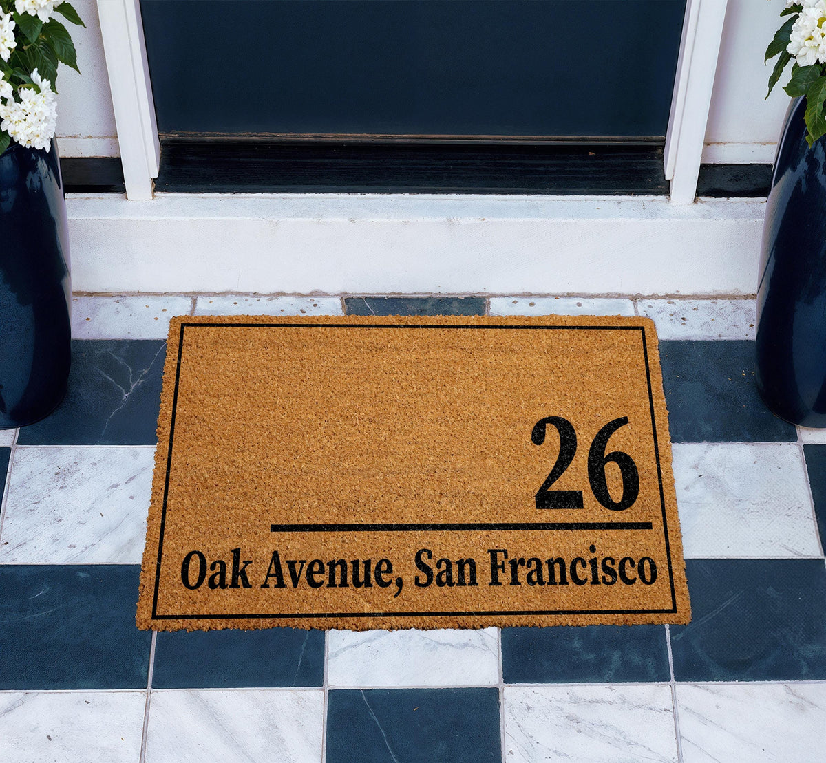 Custom Address Doormat, Personalized House Number Welcome Mat, Street Address Numbers Rug