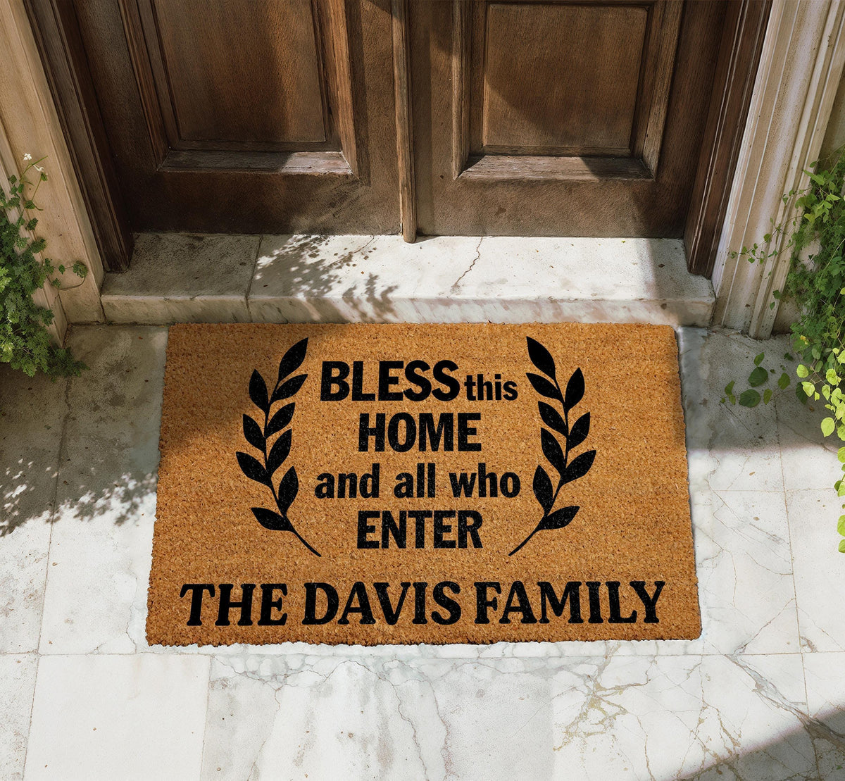 Bless This Home And All Who Enter Doormat, Custom Religious Family Welcome Mat