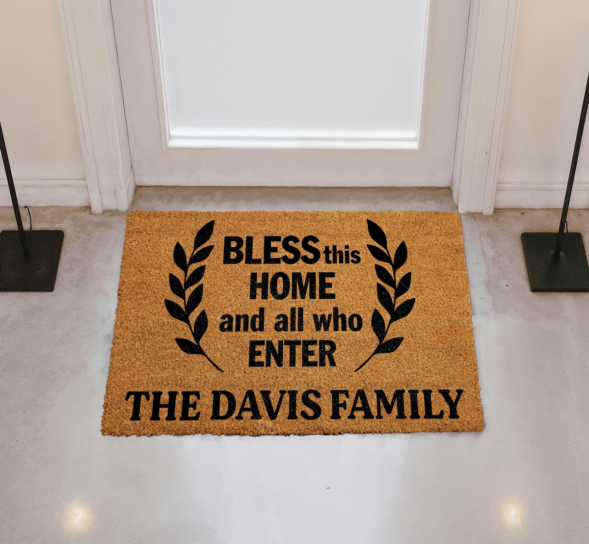Bless This Home And All Who Enter Doormat, Custom Religious Family Welcome Mat