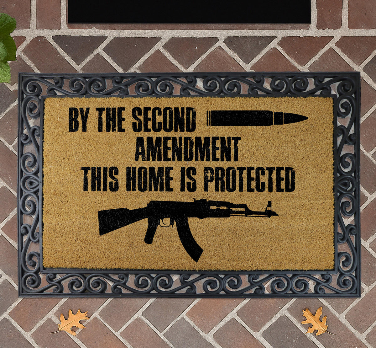 Second Amendment Doormat, this Home Is Protected Welcome Mat, Pro-Gun Floor Mat