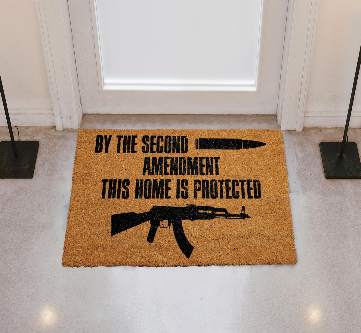 Second Amendment Doormat, this Home Is Protected Welcome Mat, Pro-Gun Floor Mat