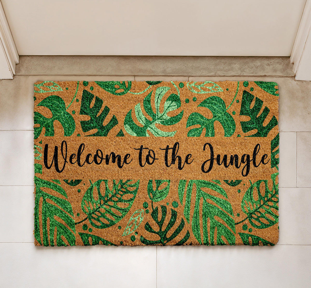 Welcome To The Jungle Interchangeable Doormat, Cute Botonical Pattern Home Decor