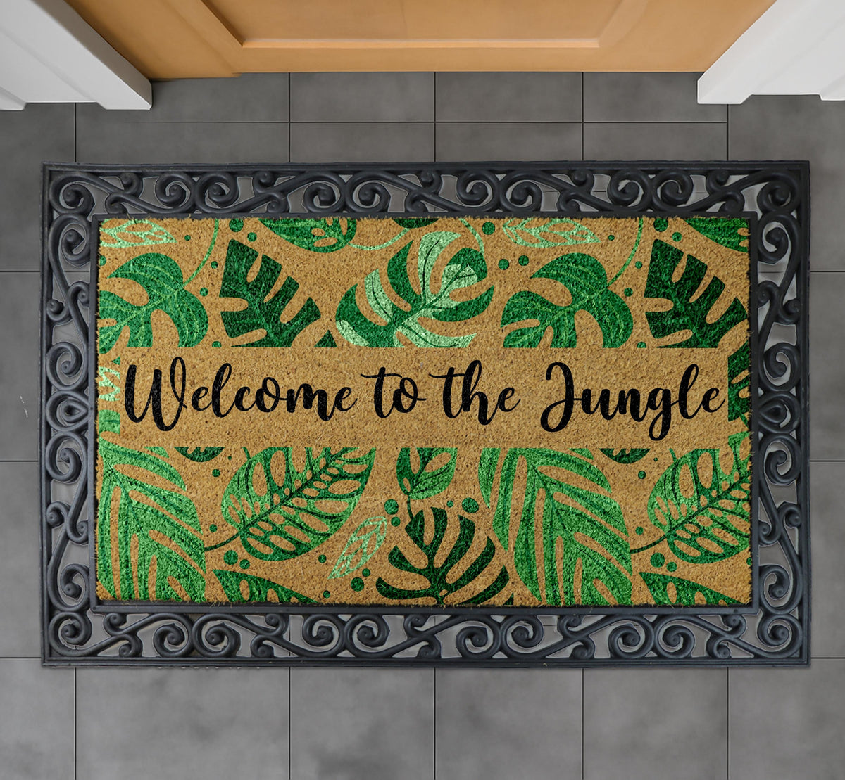 Welcome To The Jungle Interchangeable Doormat, Cute Botonical Pattern Home Decor