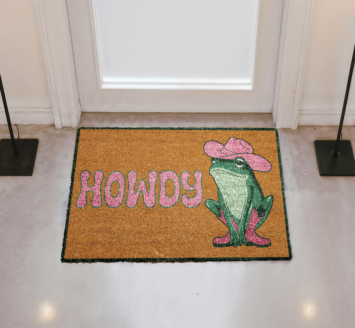 Howdy Cowboy Frog Doormat, Cowgirl Frog Welcome Mat, Western Toad Home Entrance Door Mat