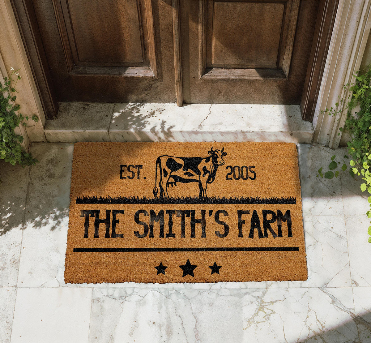 Custom Farm Doormat, Personalized Family Name and Est. Year Door Mat, Farmhouse Welcome Mat