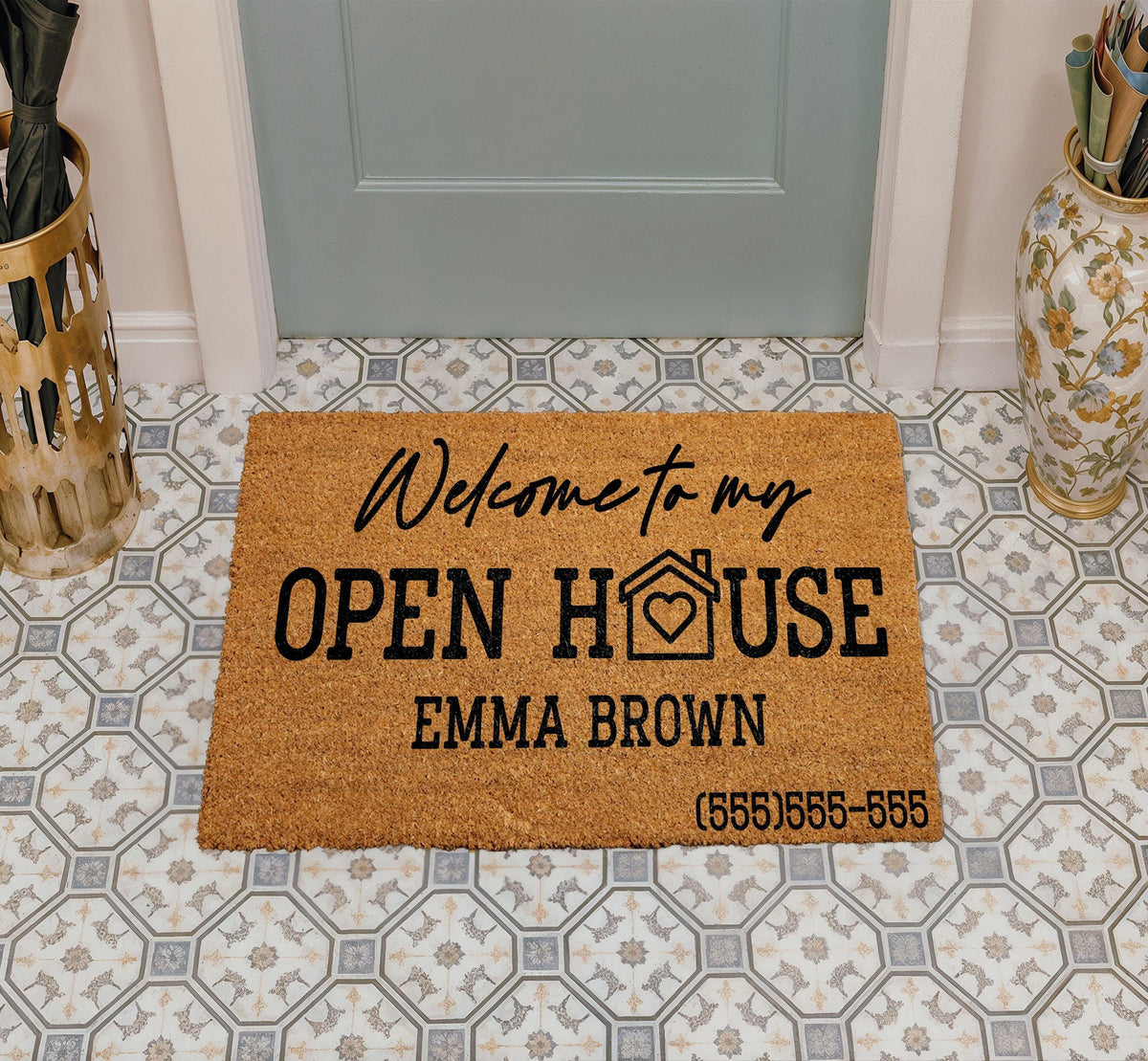 Custom Open House Doormat, Realtor Client Gift Welcome Mat