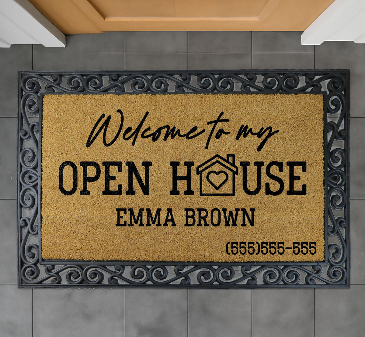 Custom Open House Doormat, Realtor Client Gift Welcome Mat