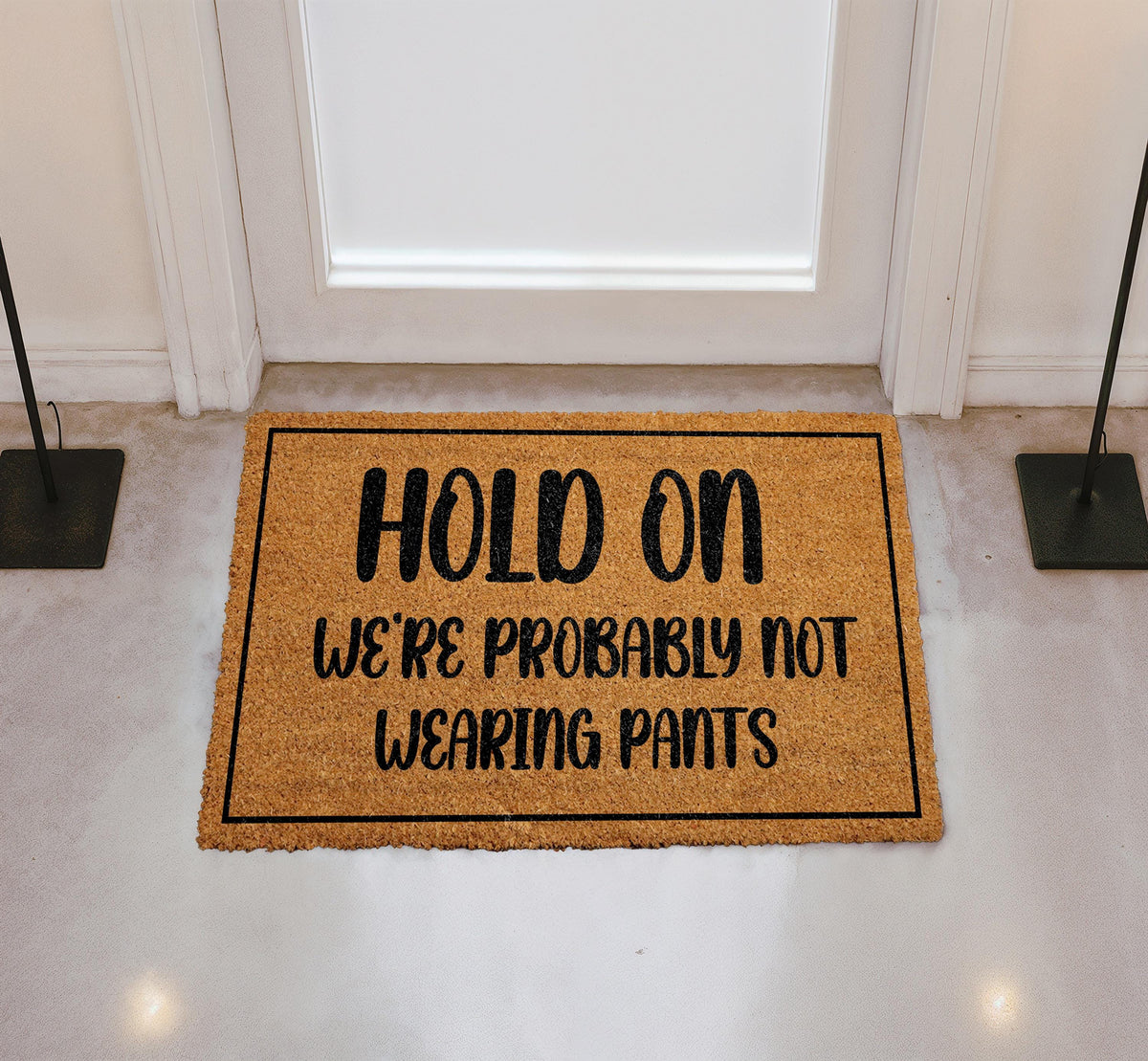 Hold On We're Probably Not Wearing Pants Doormat, Funny Coir Welcome Mat