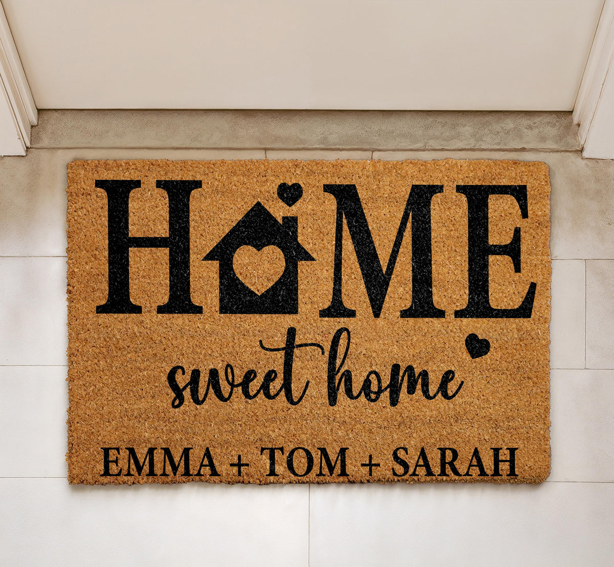 Personalized Home Sweet Home Doormat, Custom Family Name Welcome Mat