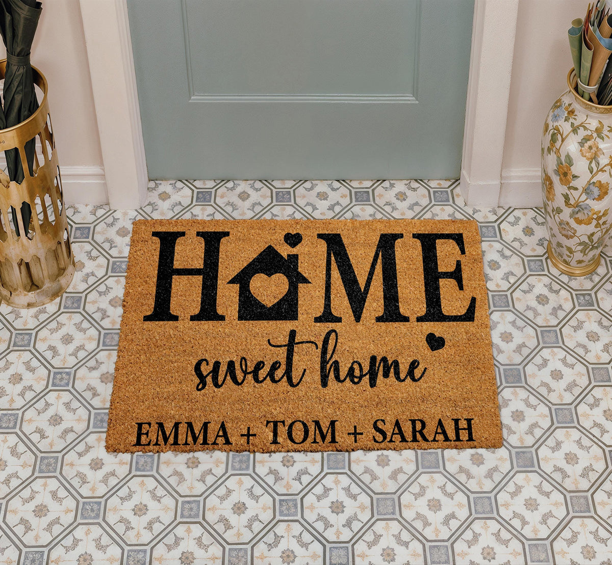 Personalized Home Sweet Home Doormat, Custom Family Name Welcome Mat