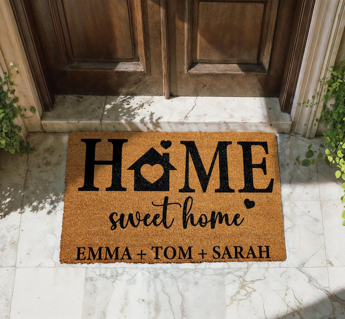 Personalized Home Sweet Home Doormat, Custom Family Name Welcome Mat