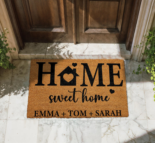Personalized Home Sweet Home Doormat, Custom Family Name Welcome Mat
