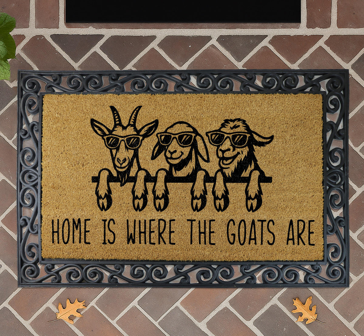 Home Is Where The Goats Are Coco Doormat, Funny Goat Door Mat, Farmhouse Goat Entry Mat