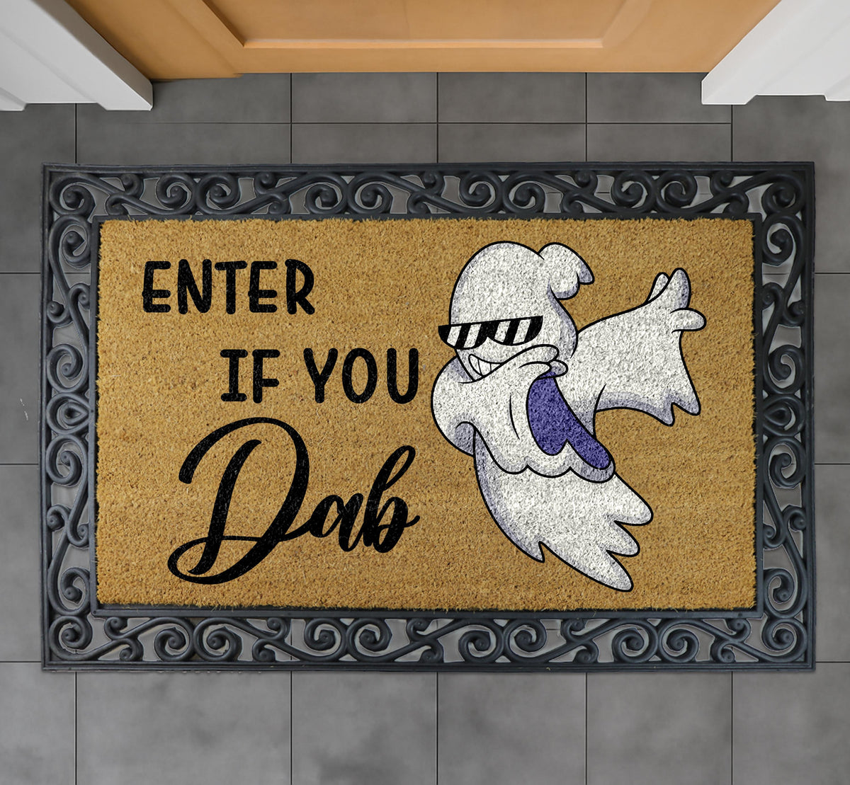 Enter If You Dab Doormat, Dabbing Ghost Welcome Mat, Funny Halloween Gift