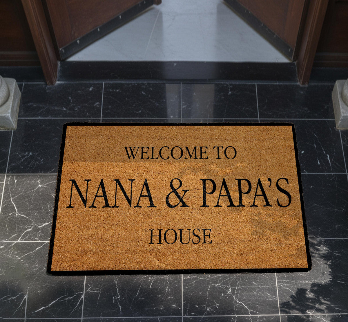 Welcome To Nana & Papa's House Doormat, Custom Welcome Mat, Personalized Gift Mat