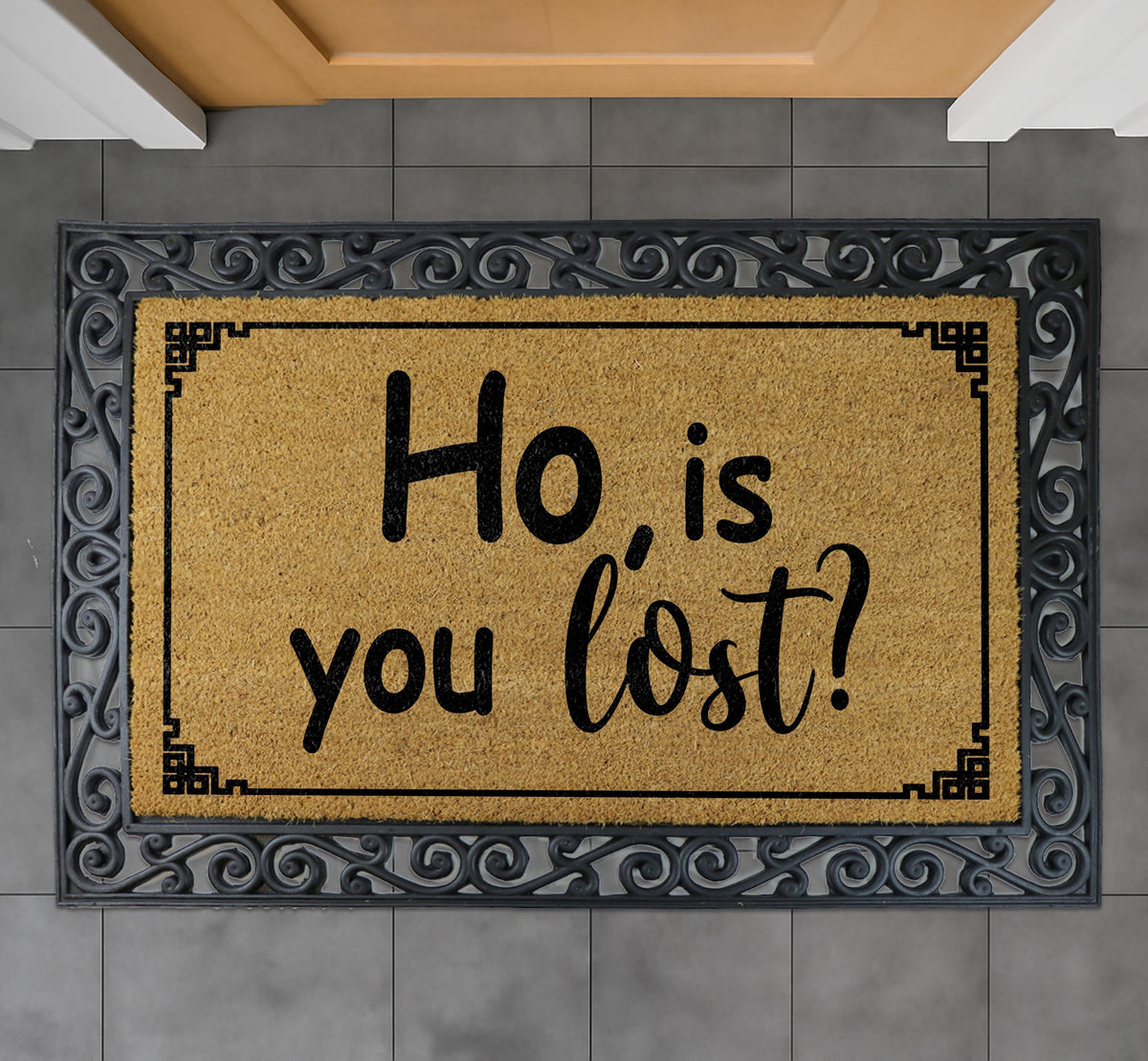 Ho Is You Lost Doormat, Funny Quote Welcome Mat, Humorous Home Entrance Decor