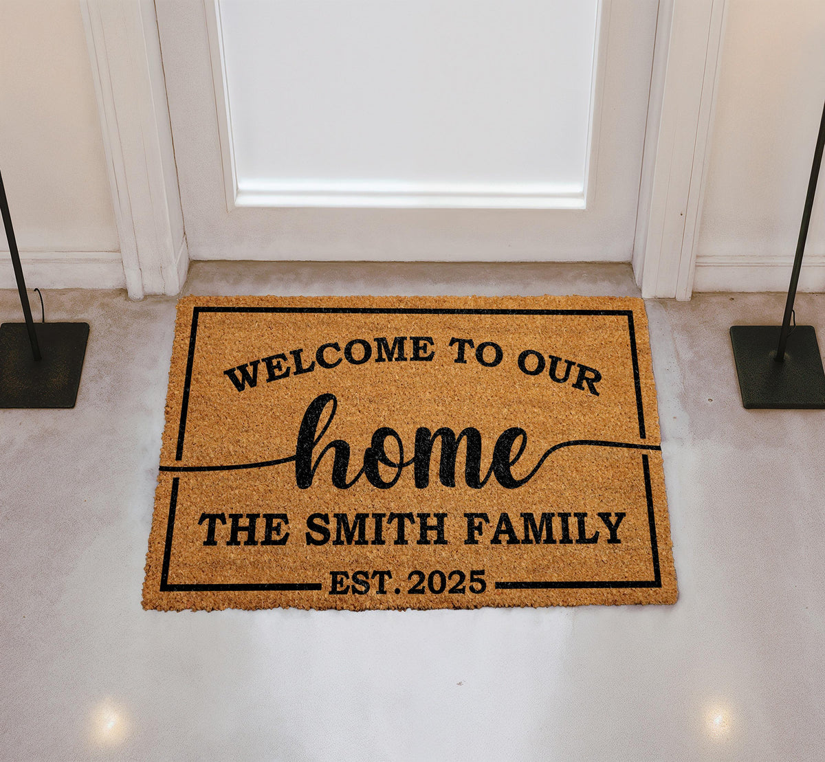 Welcome to Our Home Doormat, Custom Family Name & Established Year Door Mat