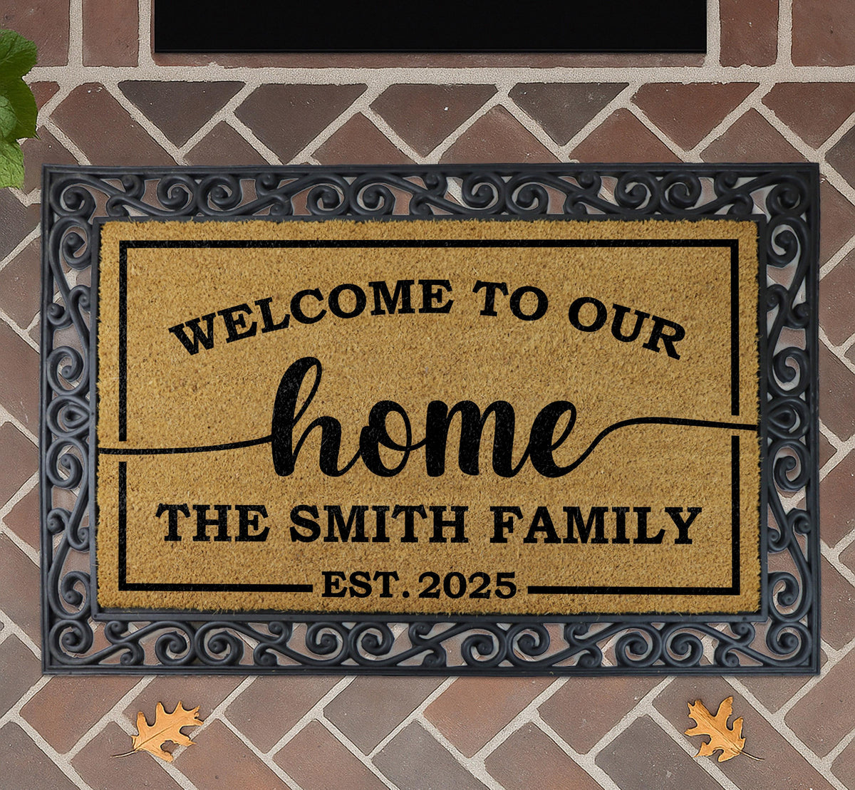 Welcome to Our Home Doormat, Custom Family Name & Established Year Door Mat
