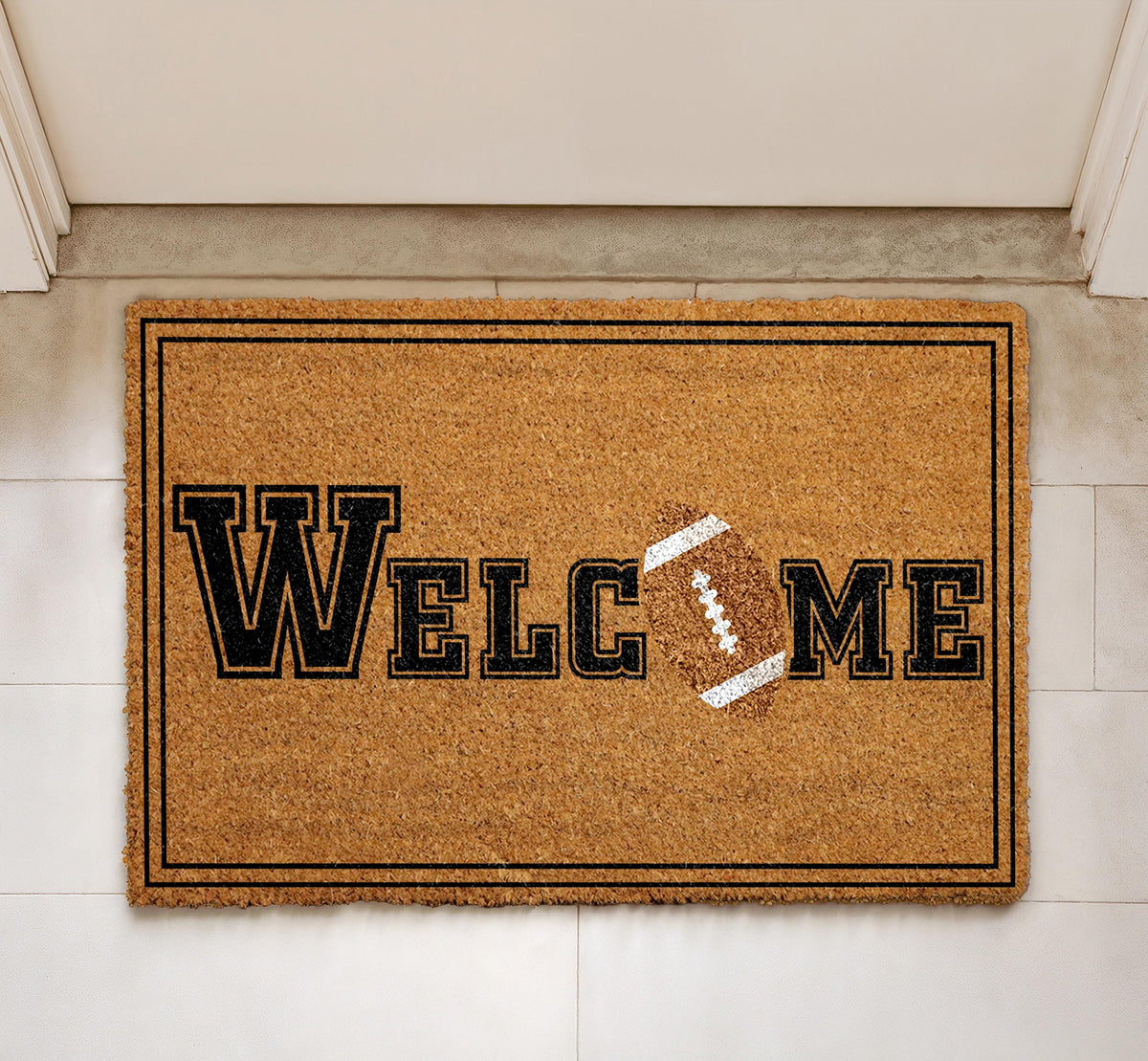 Welcome Football Doormat, Football Lover Home Decor, Touchdown Outdoor Entrance Rug