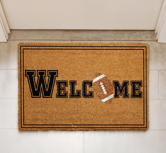 Welcome Football Doormat, Football Lover Home Decor, Touchdown Outdoor Entrance Rug