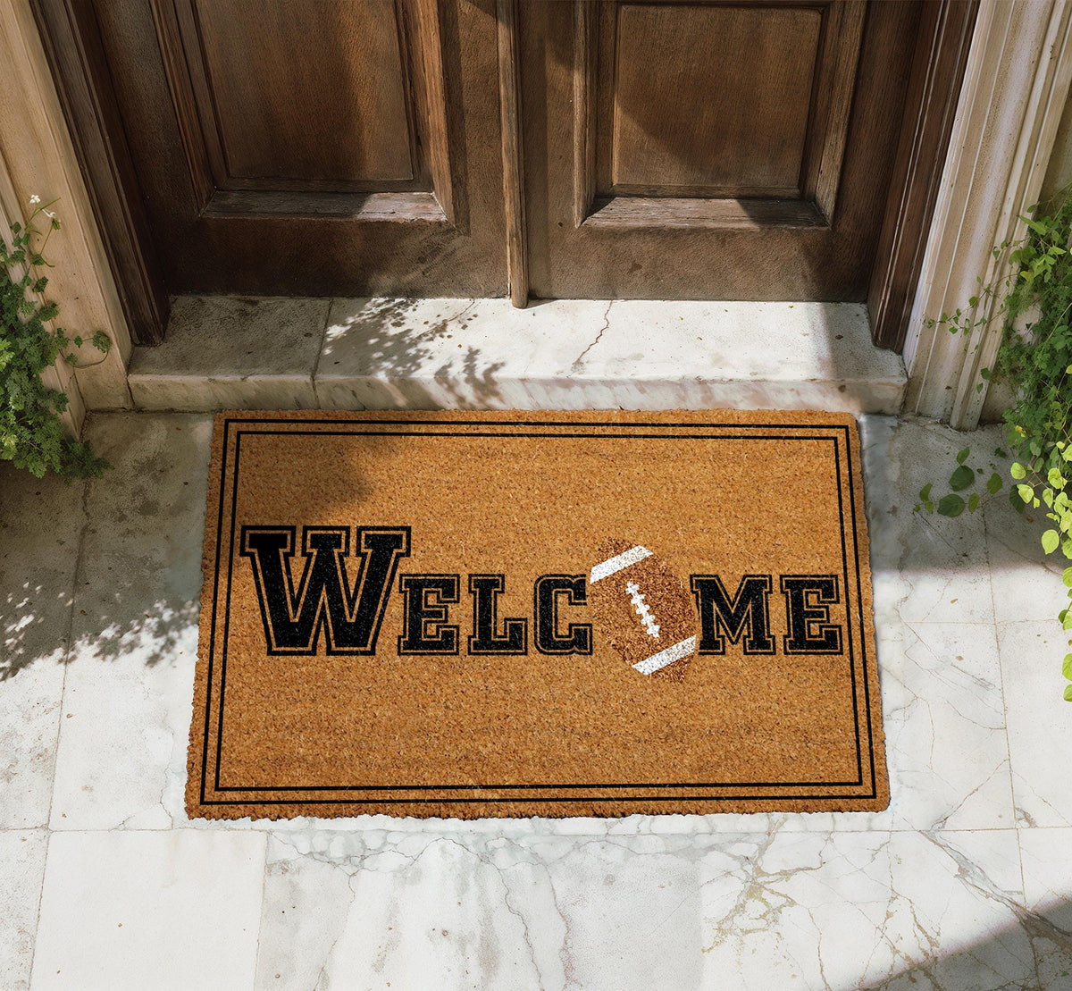 Welcome Football Doormat, Football Lover Home Decor, Touchdown Outdoor Entrance Rug