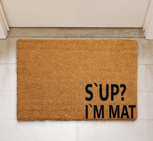 S'up I'm Mat Coco Doormat, Funny Welcome Mat, Unique Entryway Rug, Humorous Front Door Mat