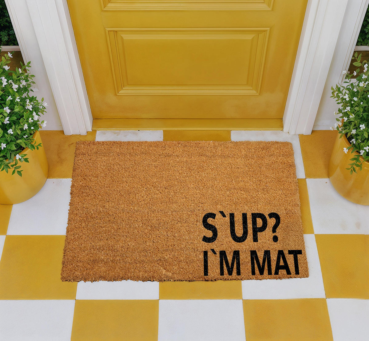 S'up I'm Mat Coco Doormat, Funny Welcome Mat, Unique Entryway Rug, Humorous Front Door Mat