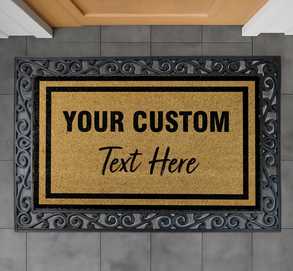 Custom Text Doormat, Personalized Welcome Mat, Your Own Message Mat, Front Door Custom Rug