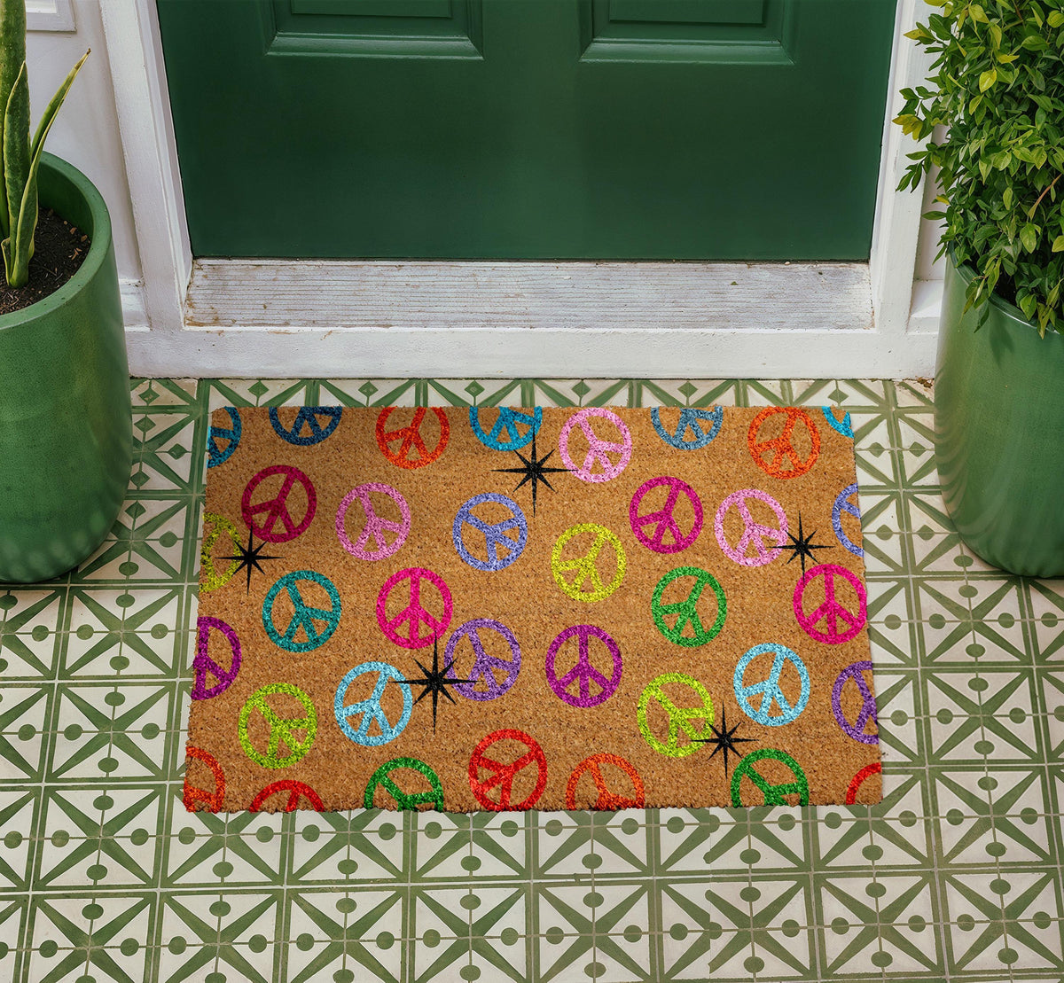 Peace Sign Doormat, Boho Peace & Love Door Mat, Peace Symbol Welcome Mat