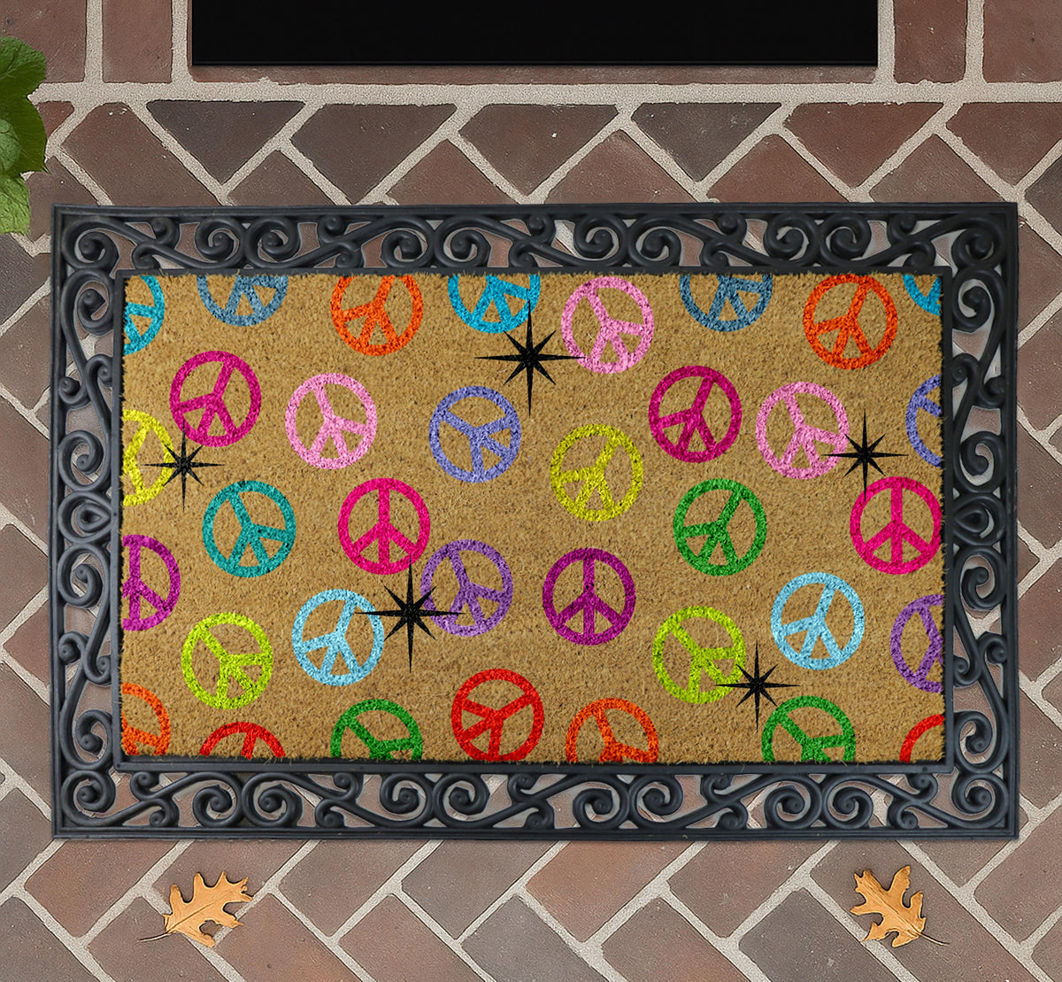 Peace Sign Doormat, Boho Peace & Love Door Mat, Peace Symbol Welcome Mat