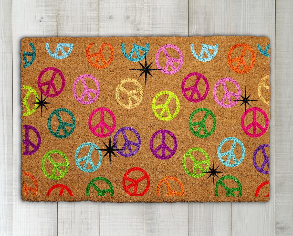 Peace Sign Doormat, Boho Peace & Love Door Mat, Peace Symbol Welcome Mat