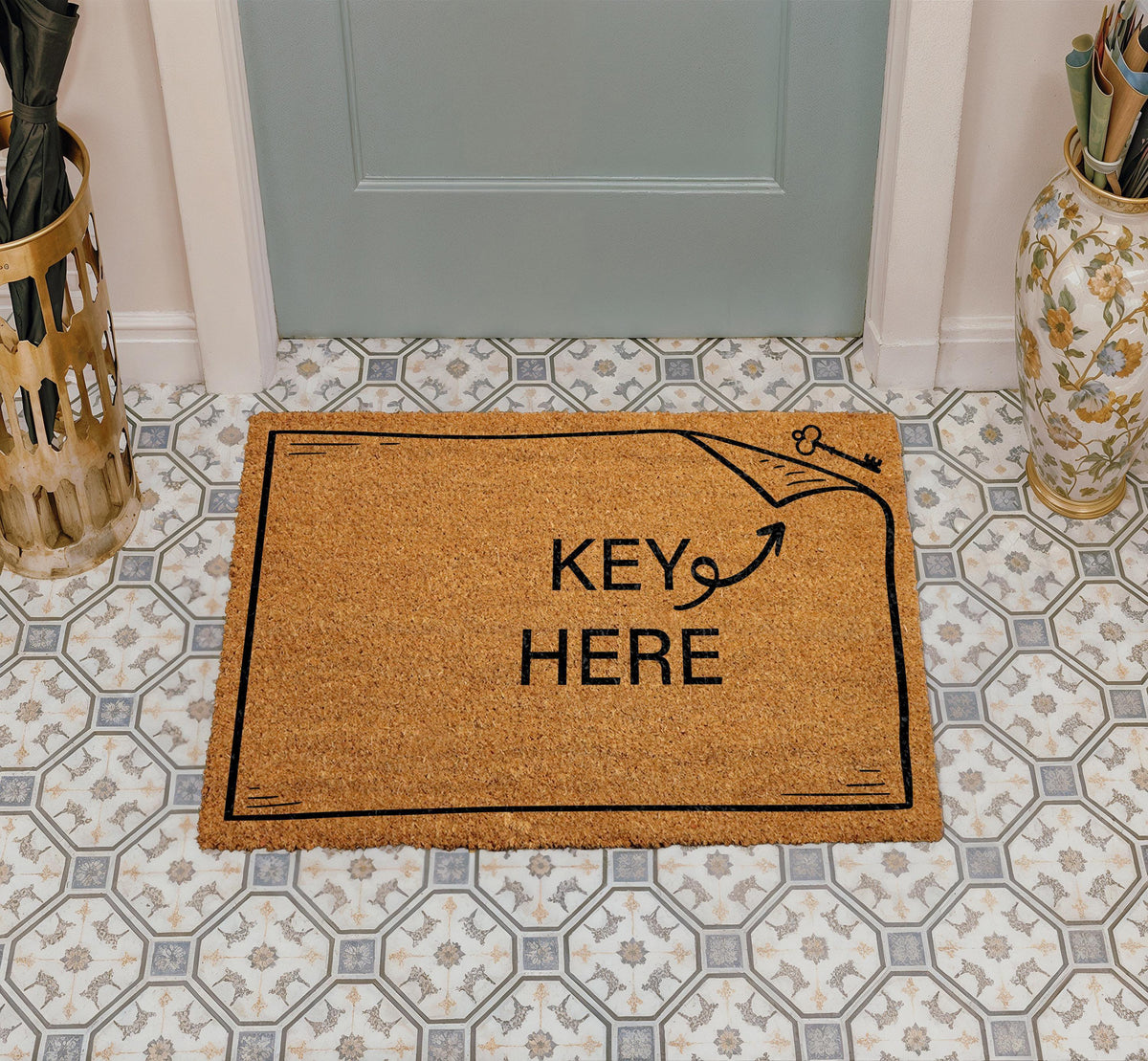Funny Key Here Doormat, Key Hiding Joke Welcome Mat, Sarcastic Housewarming Gift