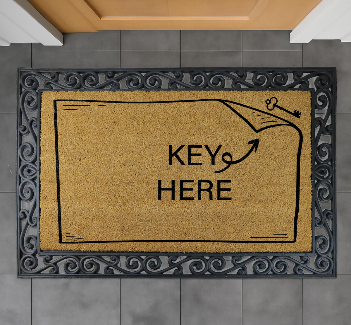 Funny Key Here Doormat, Key Hiding Joke Welcome Mat, Sarcastic Housewarming Gift