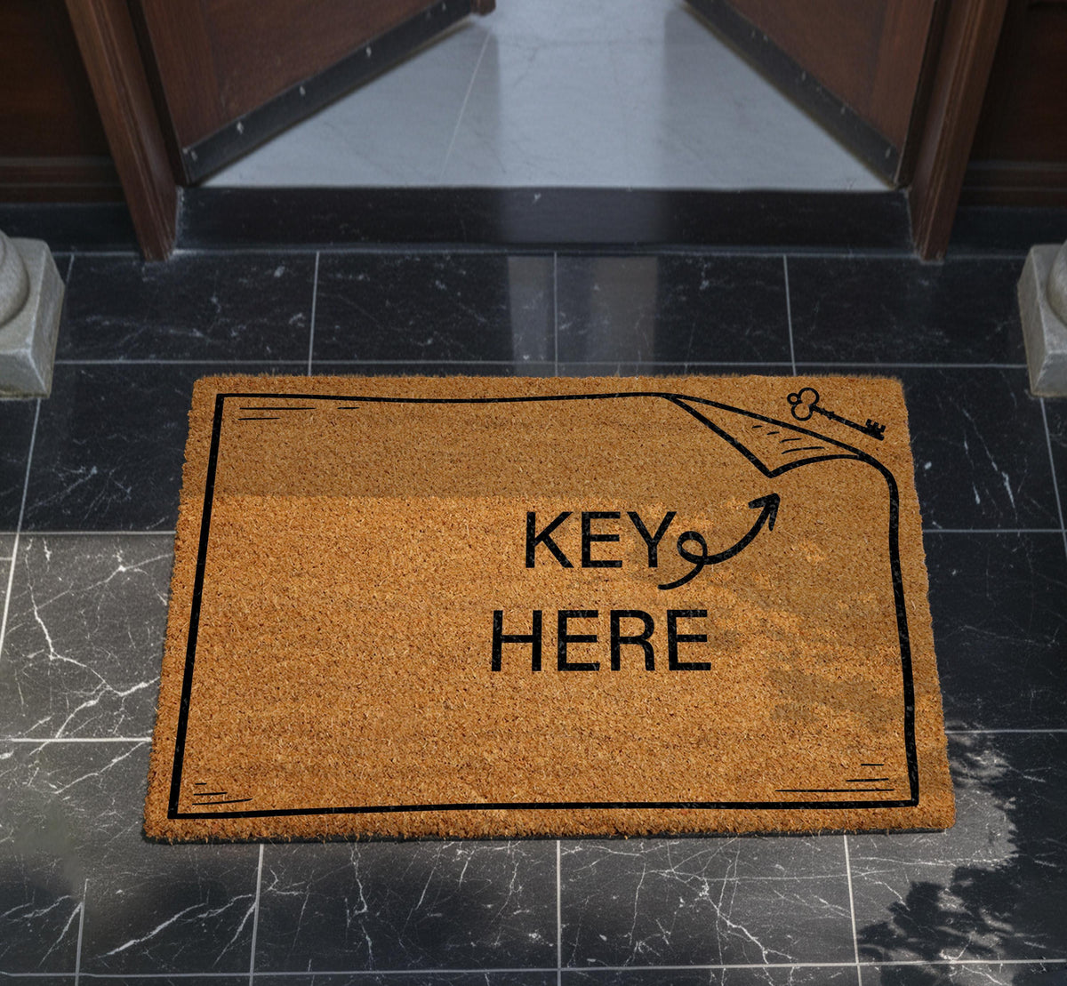 Funny Key Here Doormat, Key Hiding Joke Welcome Mat, Sarcastic Housewarming Gift