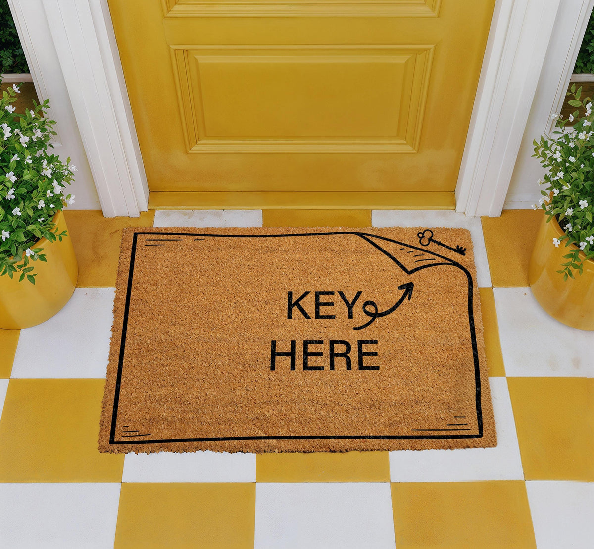 Funny Key Here Doormat, Key Hiding Joke Welcome Mat, Sarcastic Housewarming Gift