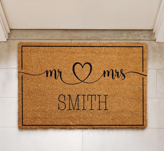 Custom Mr and Mrs Doormat, Personalized Wedding Door Mat, Newlywed Gift