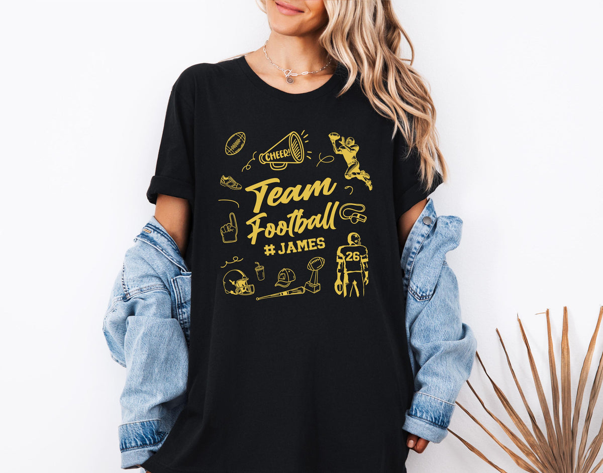 Custom Football Name Shirt, Coquette Football Team Tee, Sports Mom Sweat