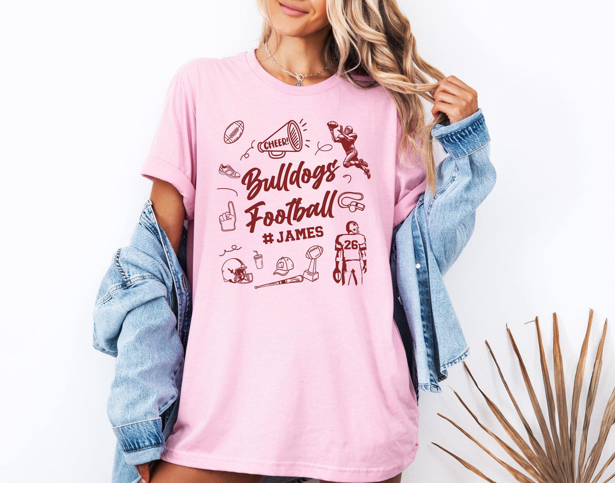 Custom Football Name Shirt, Coquette Football Team Tee, Sports Mom Sweat