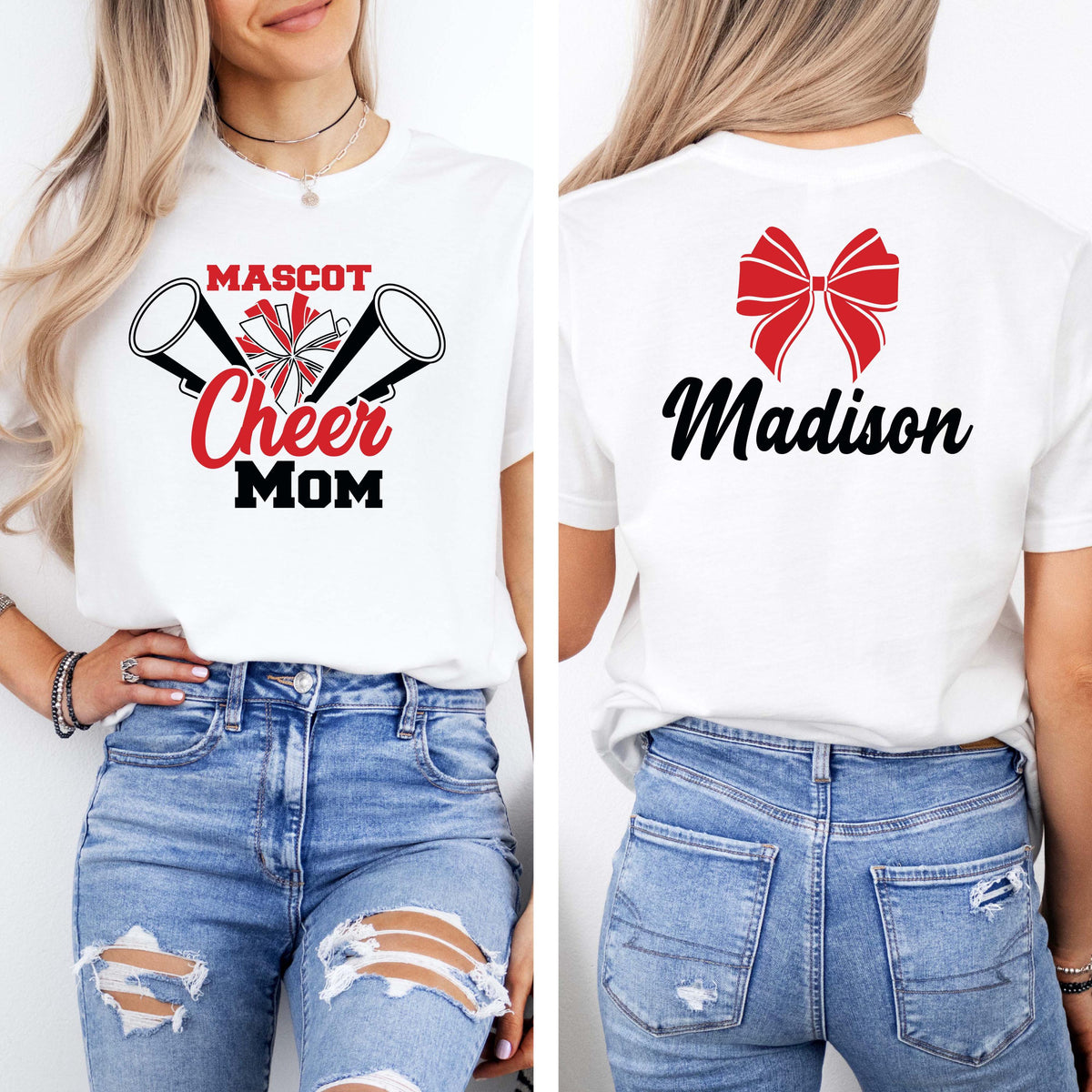 Custom Cheer T-shirt, Coquette Cheerleader Mom Tee, Cheerleading Sweatshirt