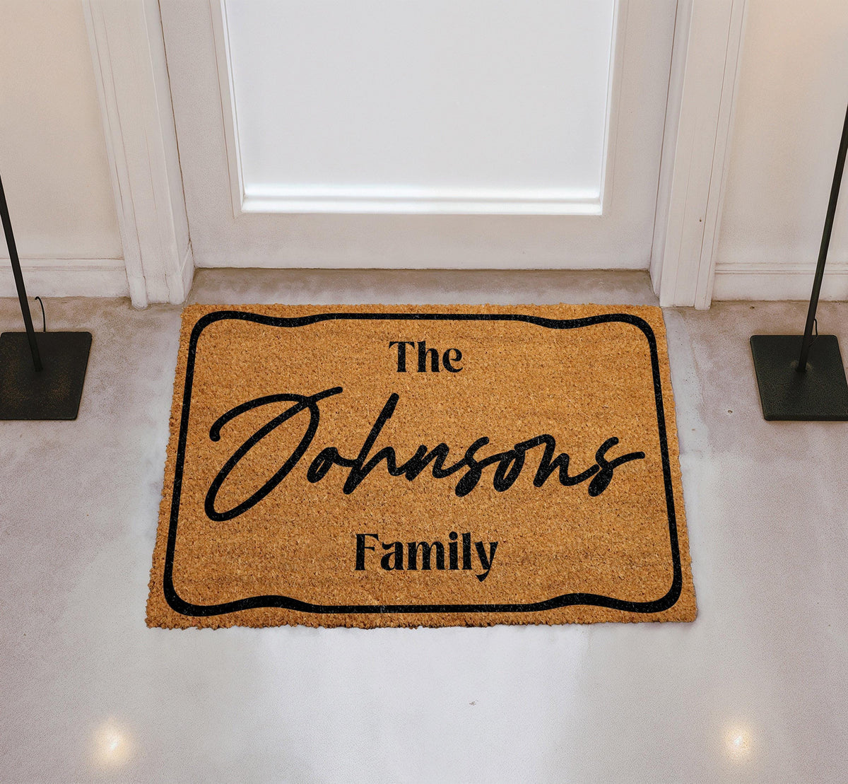 Personalized Coir Welcome Mat with Last Name and Est Date, Custom Family Name Doormat