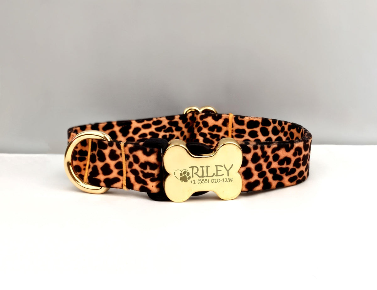Custom Name Engraved Paisley Dog Collar, Adjustable Personalized Pet Collar